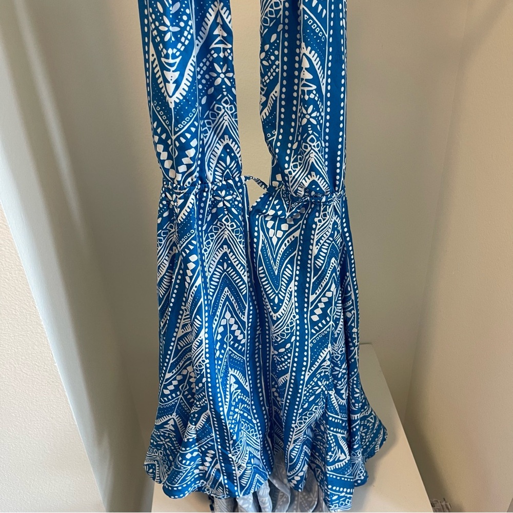 Blue and White Patterned Dress Zara